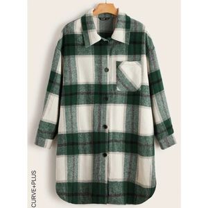 Plus Button Through Plaid Overshirt